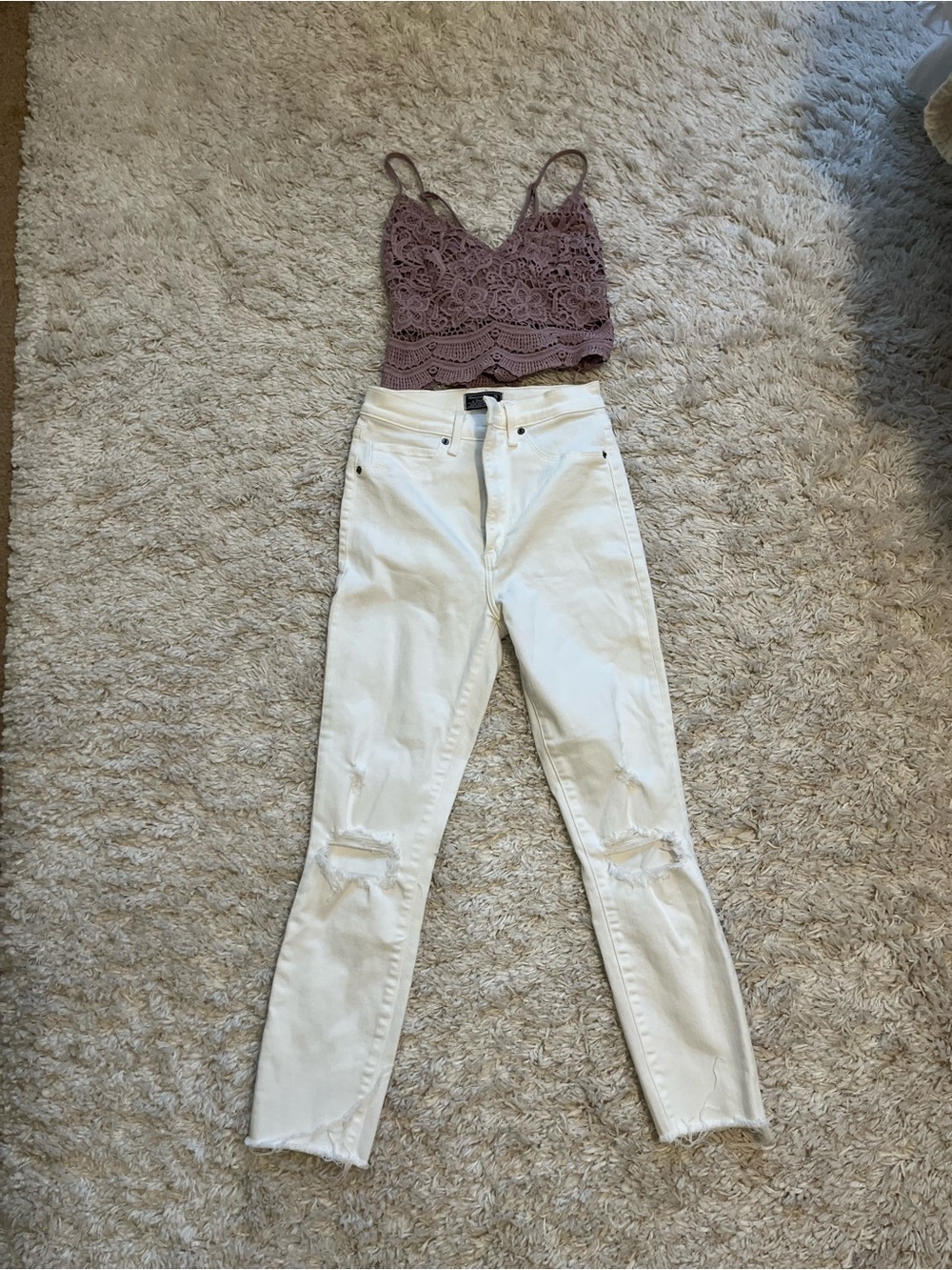 Abercrombie & Fitch White Ultra High Rise Super Skinny Ankle Jeans